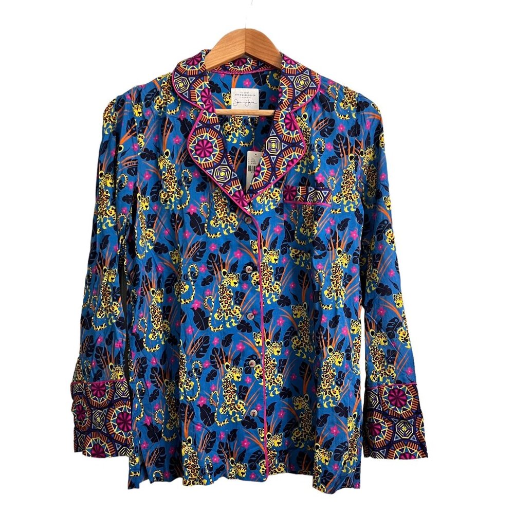 NWT Anthropologie Janine Lecour Fleurs 2 Piece Pajama Set Cheetah Leopar… - Picture 2 of 16